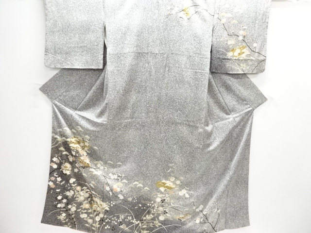 JAPANESE KIMONO / HOMONGI / NORI WITH PINE & UME